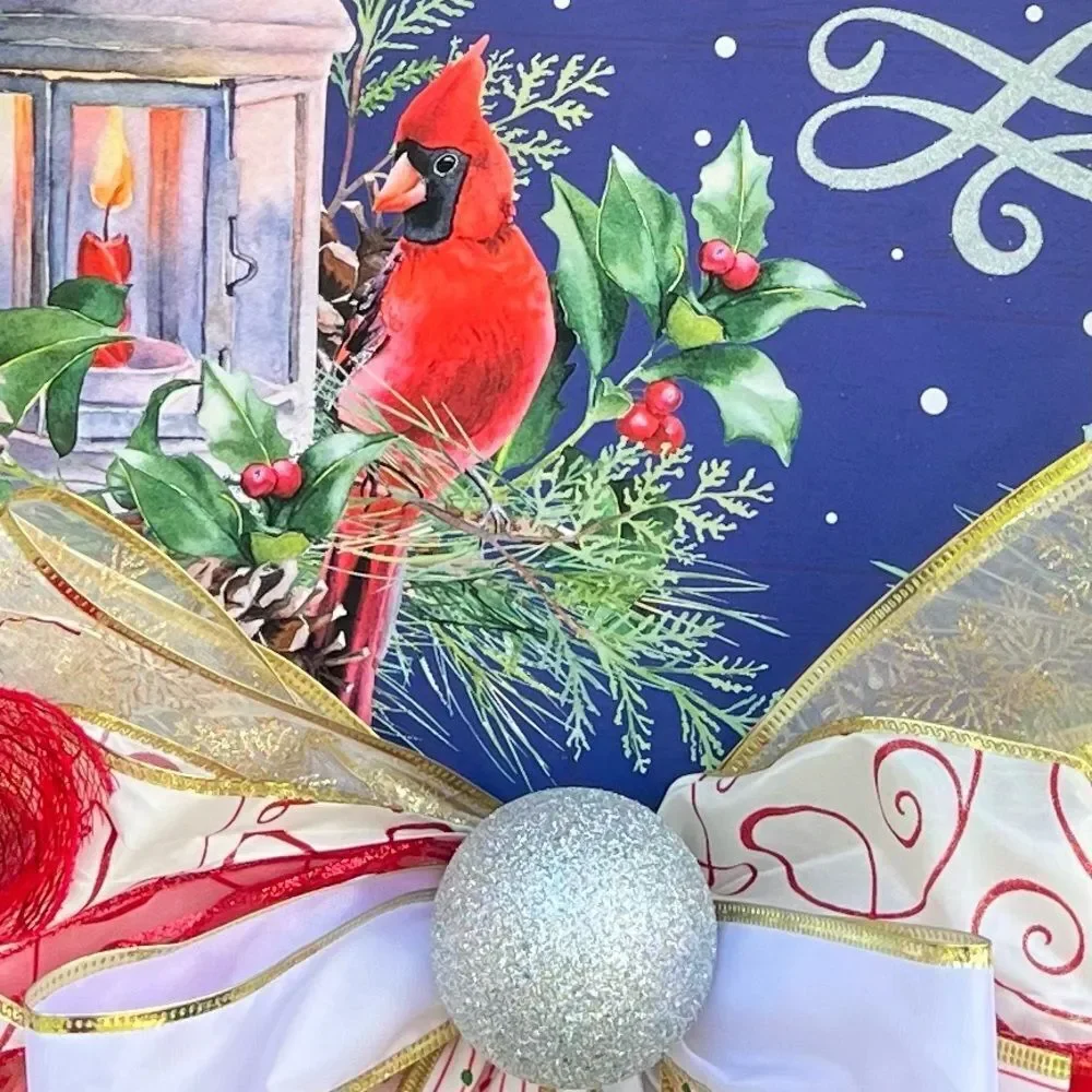 Christmas Deco Mesh Wreath red cardinal bird wreath